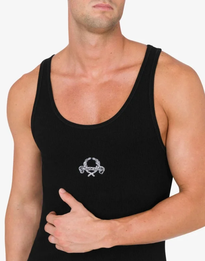 Camiseta sin mangas con bordado de corona de laurel