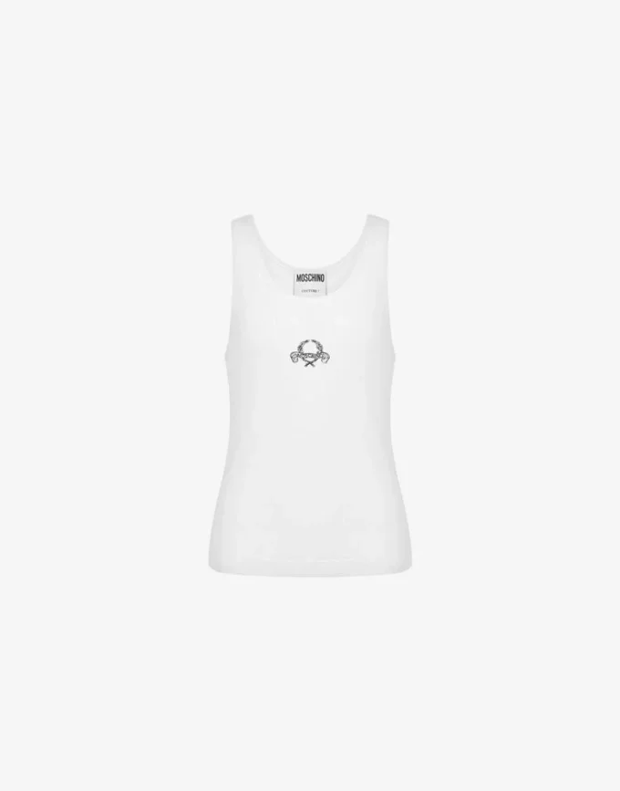 Camiseta sin mangas de algodón elástico con el logotipo de la corona de laurel
