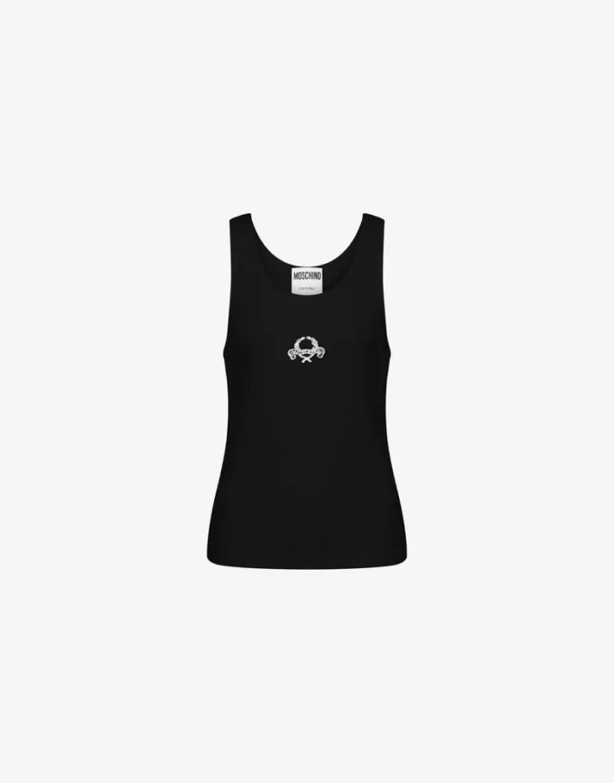 Camiseta sin mangas de algodón elástico con el logotipo de la corona de laurel