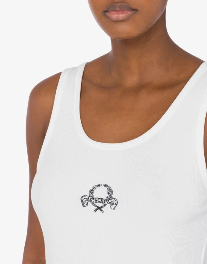 Camiseta sin mangas de algodón elástico con el logotipo de la corona de laurel