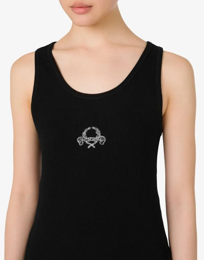 Camiseta sin mangas de algodón elástico con el logotipo de la corona de laurel