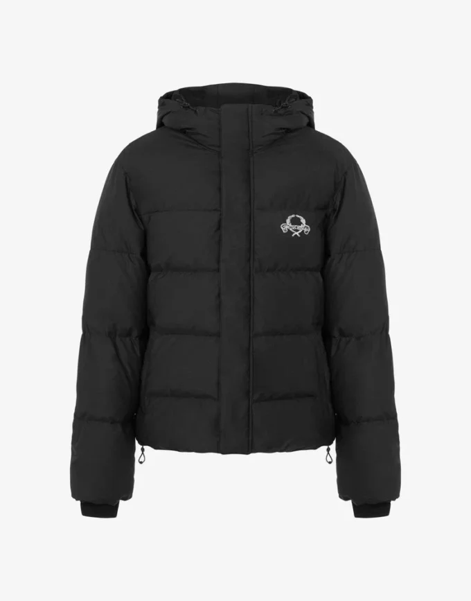 Chaqueta acolchada de nailon con logotipo Laurel Crown. Chaqueta acolchada de nailon con logotipo Laurel Crown.