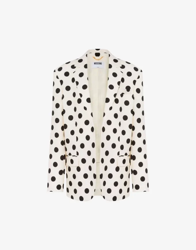 Chaqueta de lana estampada con lunares