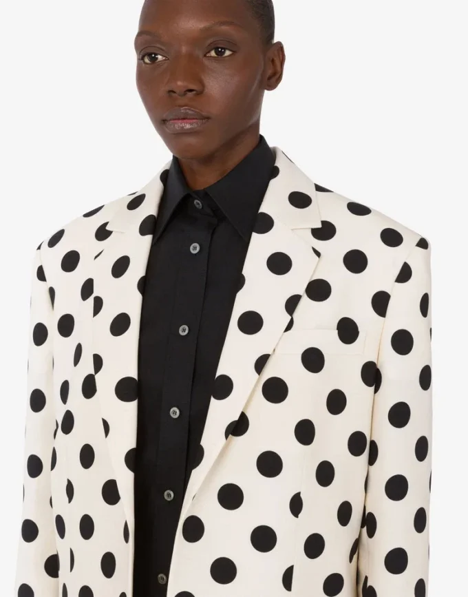 Chaqueta de lana estampada con lunares
