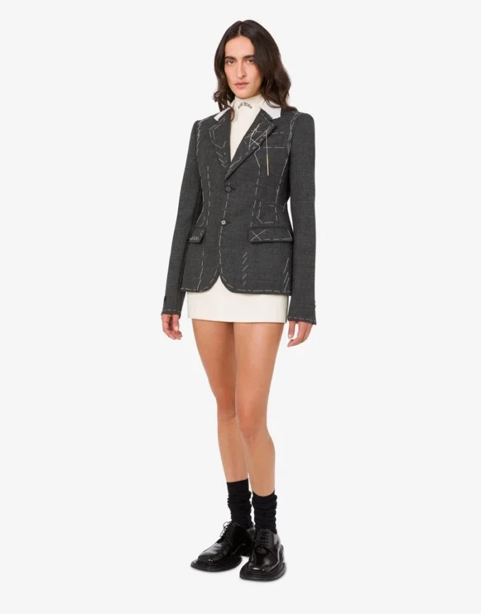 Chaqueta de lona de lana bordada Chaqueta de lona de lana bordada