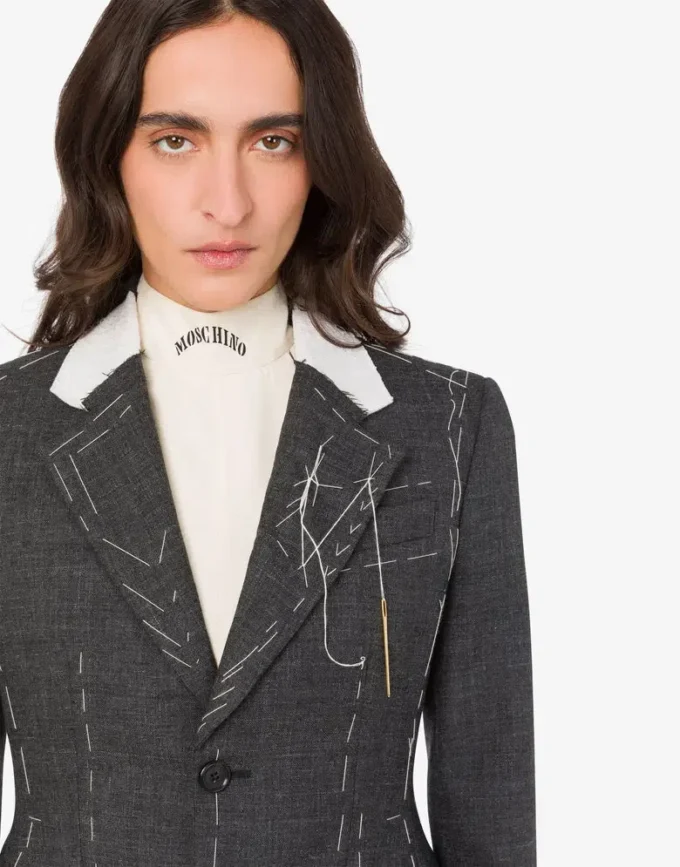 Chaqueta de lona de lana bordada Chaqueta de lona de lana bordada