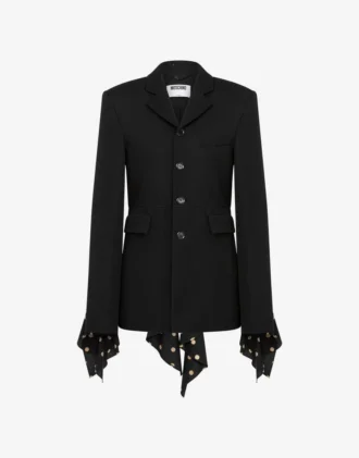 Chaqueta diagonal de mezcla de lana con lunares