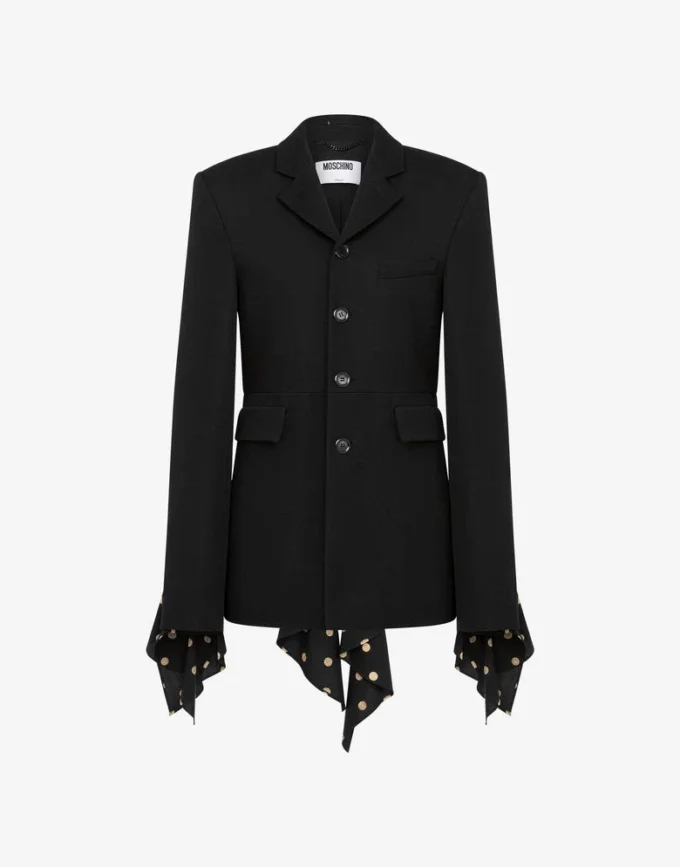 Chaqueta diagonal de mezcla de lana con lunares