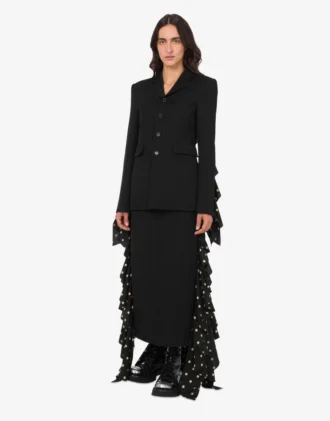 Chaqueta diagonal de mezcla de lana con lunares