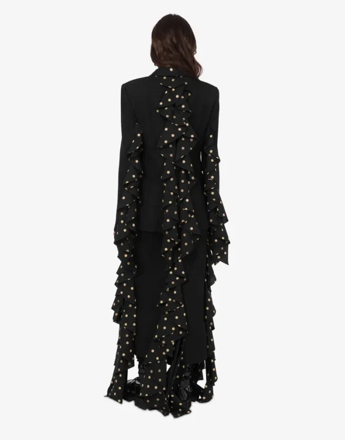 Chaqueta diagonal de mezcla de lana con lunares