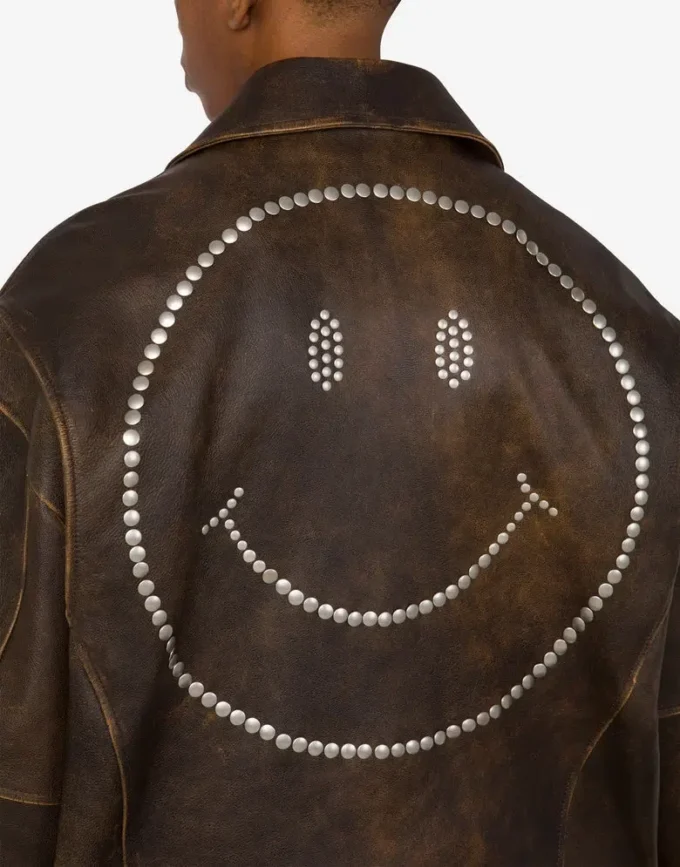 Chaqueta motera de piel napa Smiley® Chaqueta motera de piel napa Smiley®