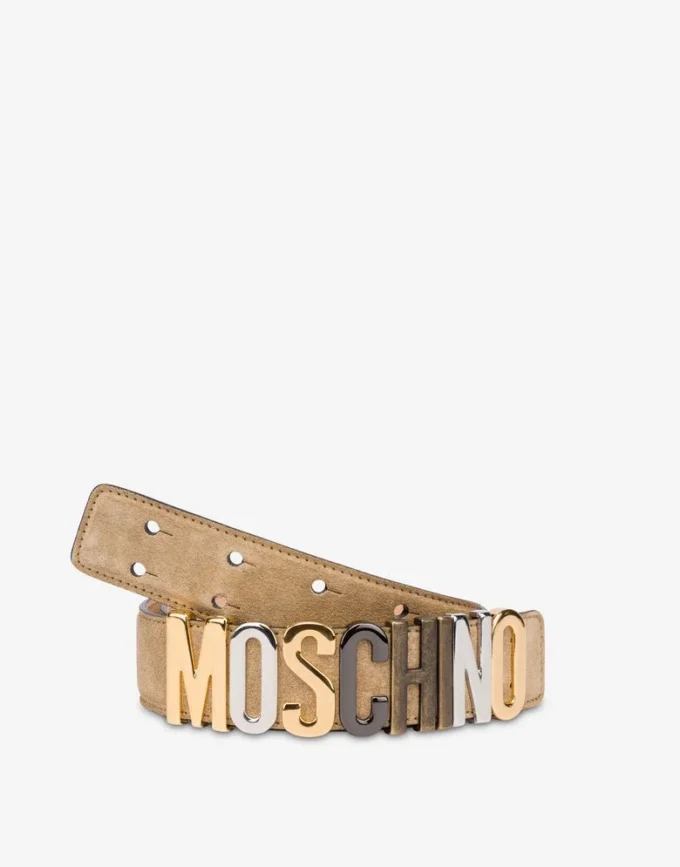 Cinturón de ante con letras mixtas y logotipo