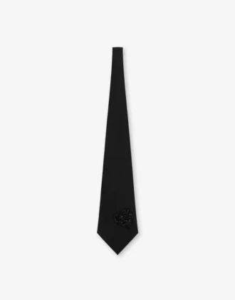 Corbata de popelín de algodón bordada