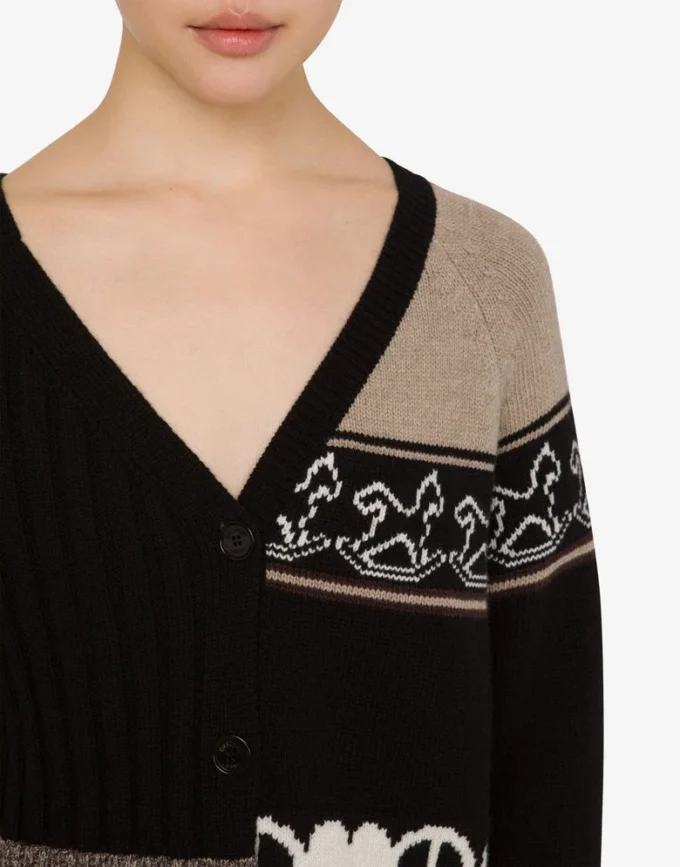 Cárdigan de mezcla de lana intarsia Cárdigan de mezcla de lana intarsia