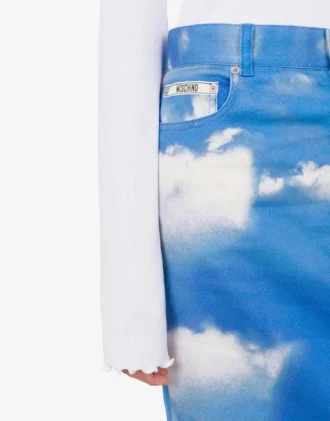 Falda de algodón con estampado de nubes de archivo