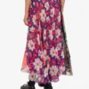 Falda de georgette de seda estampada