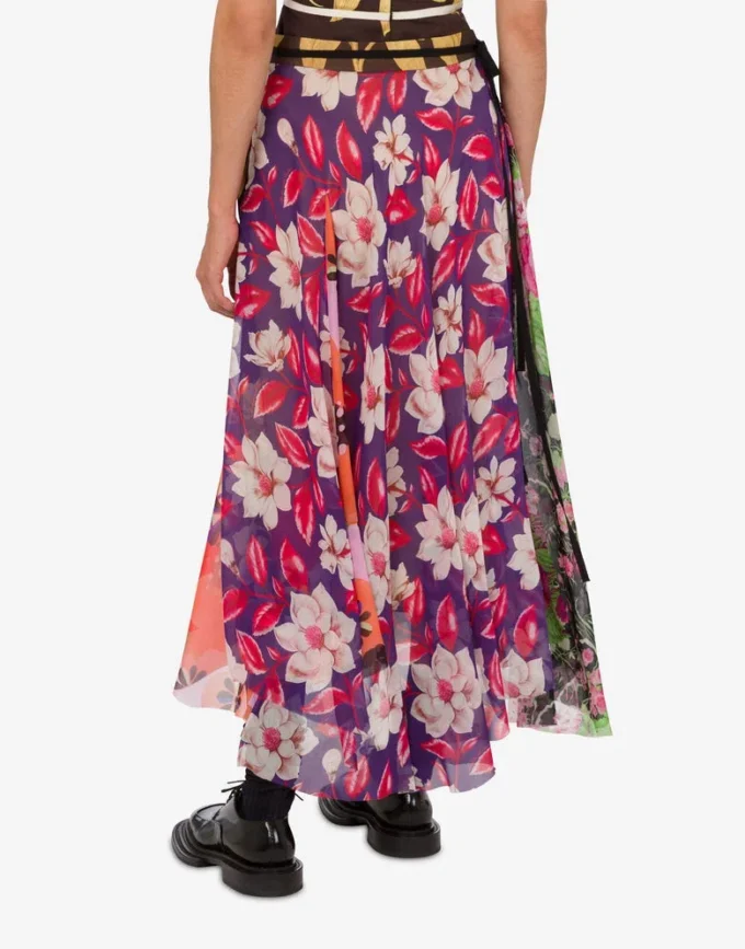 Falda de georgette de seda estampada