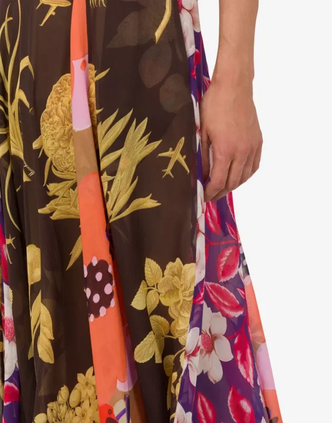 Falda de georgette de seda estampada