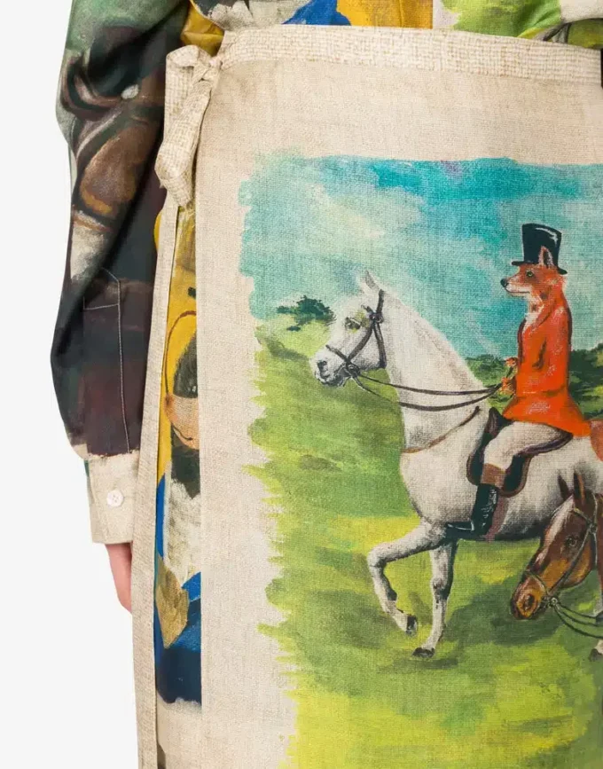 Falda estampada de sarga de seda