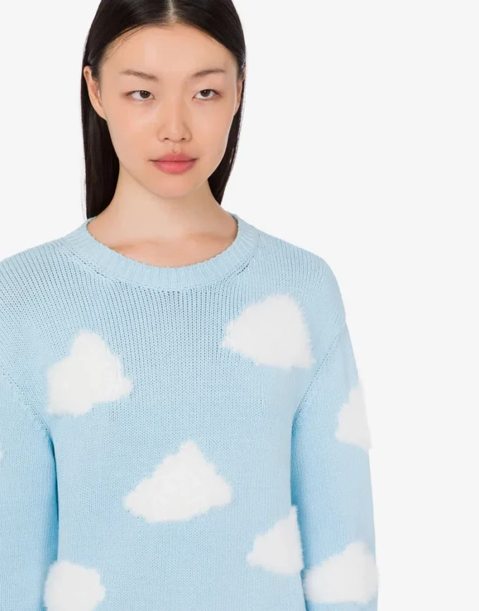 Jersey de mezcla de algodón orgánico con estampado de nubes de archivo Jersey de mezcla de algodón orgánico con estampado de nubes de archivo