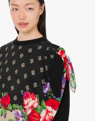 Jersey estampado de mezcla de algodón puro y seda