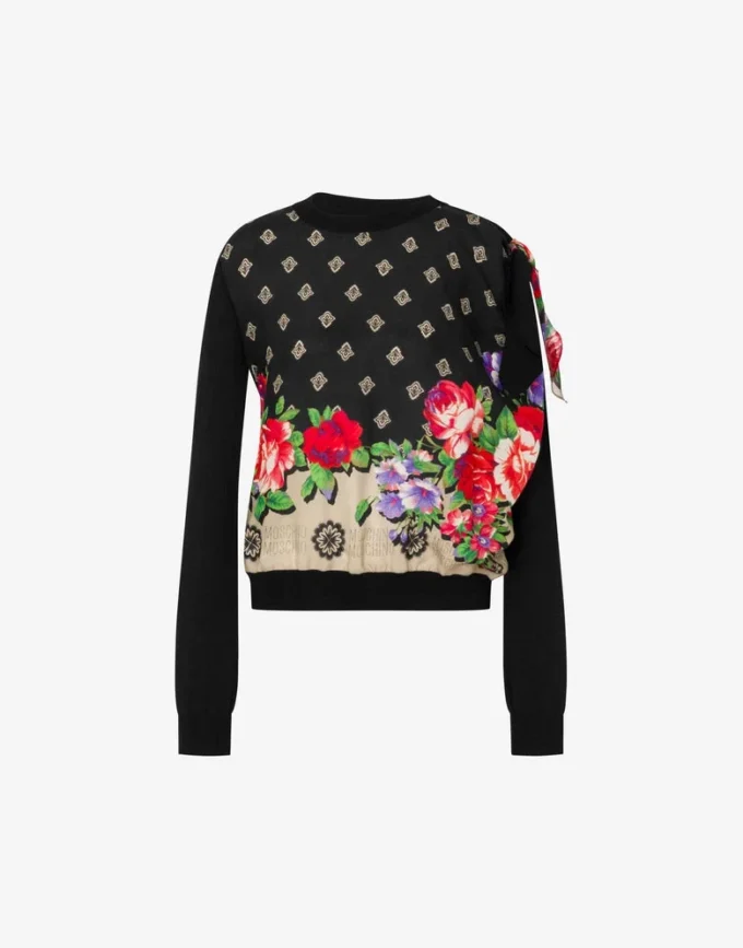 Jersey estampado de mezcla de algodón puro y seda