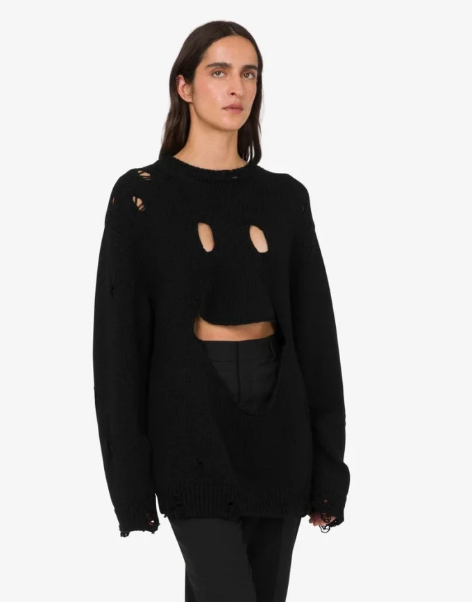 Jersey oversize de lana tallada
