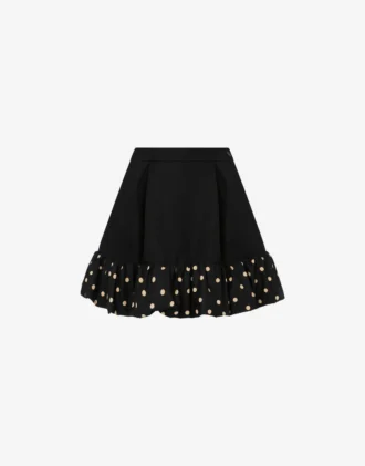 Minifalda diagonal de mezcla de lana con lunares