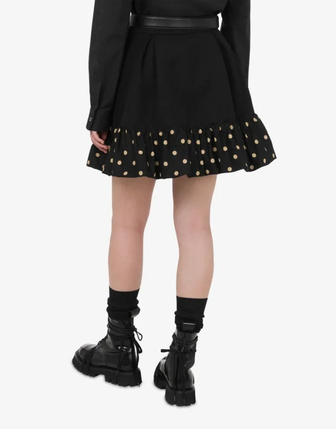 Minifalda diagonal de mezcla de lana con lunares
