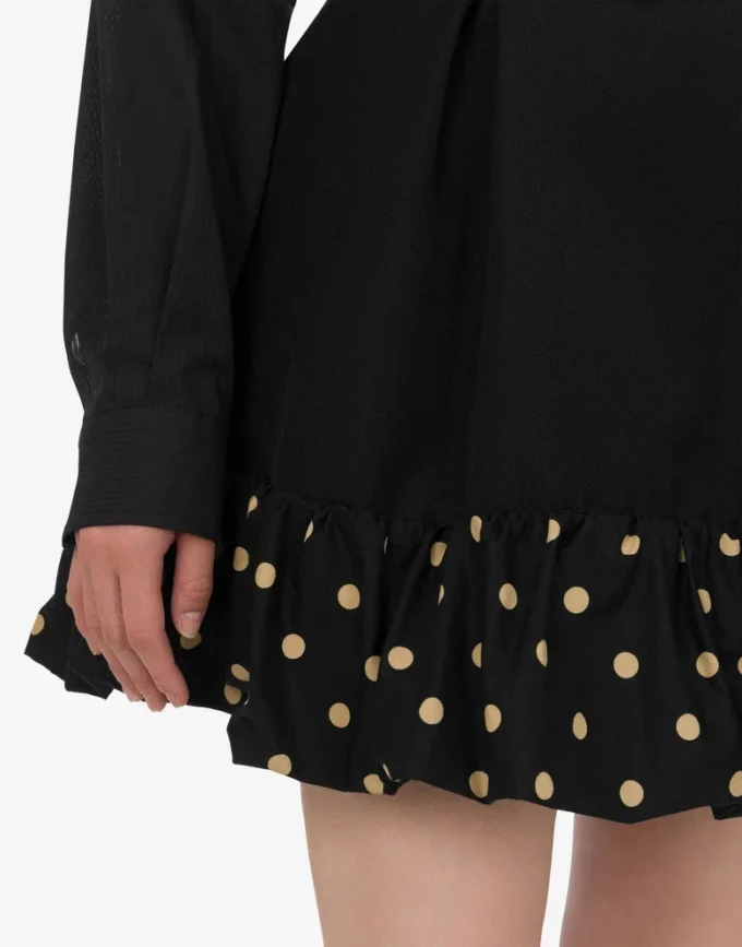 Minifalda diagonal de mezcla de lana con lunares