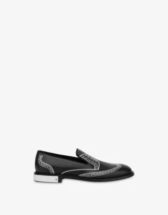 Mocasines de piel de becerro estampada