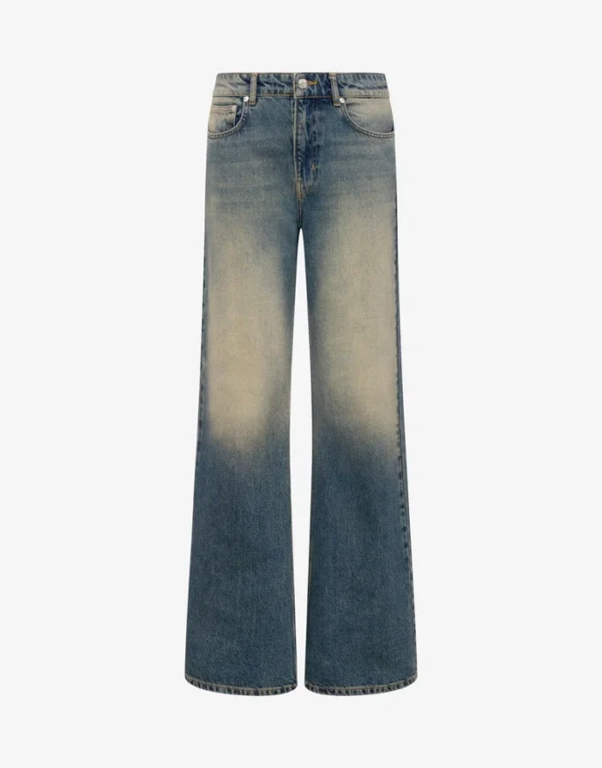 Pantalones acampanados de denim de algodón Pantalones acampanados de denim de algodón