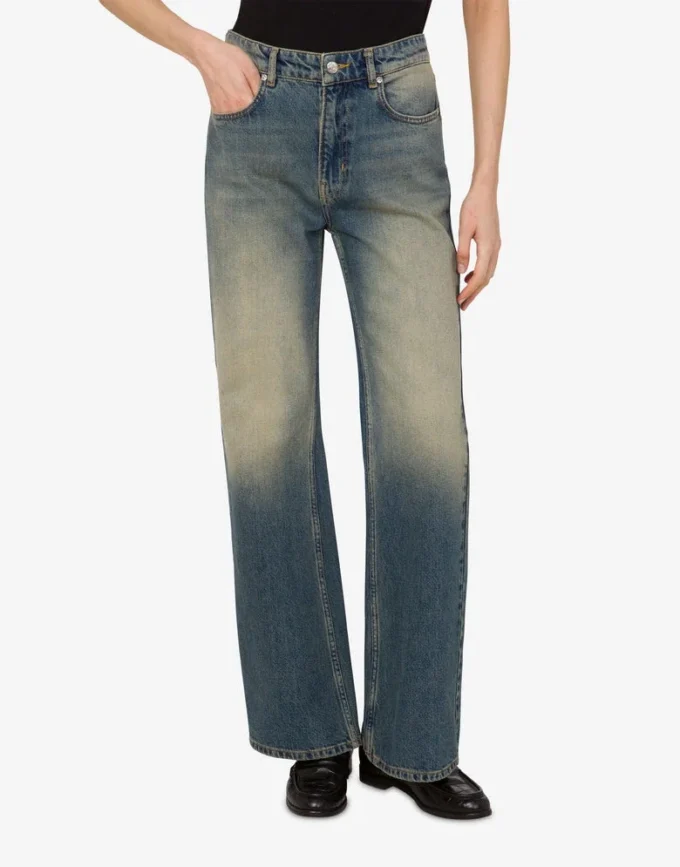 Pantalones acampanados de denim de algodón Pantalones acampanados de denim de algodón