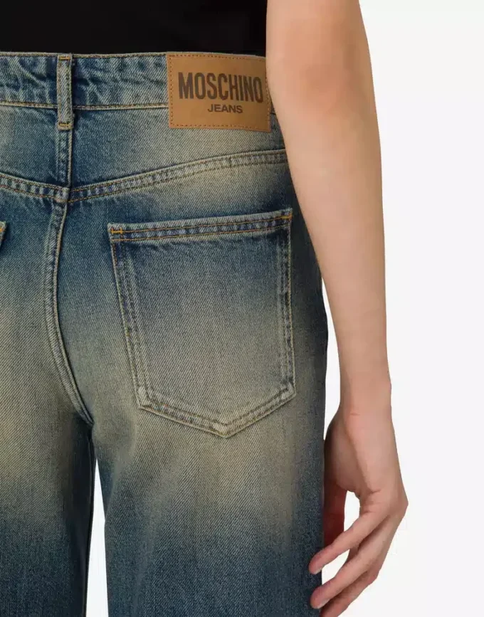 Pantalones acampanados de denim de algodón Pantalones acampanados de denim de algodón