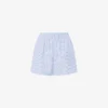 Pantalones cortos de popelín a rayas con bordado de ganso