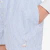 Pantalones cortos de popelín a rayas con bordado de ganso