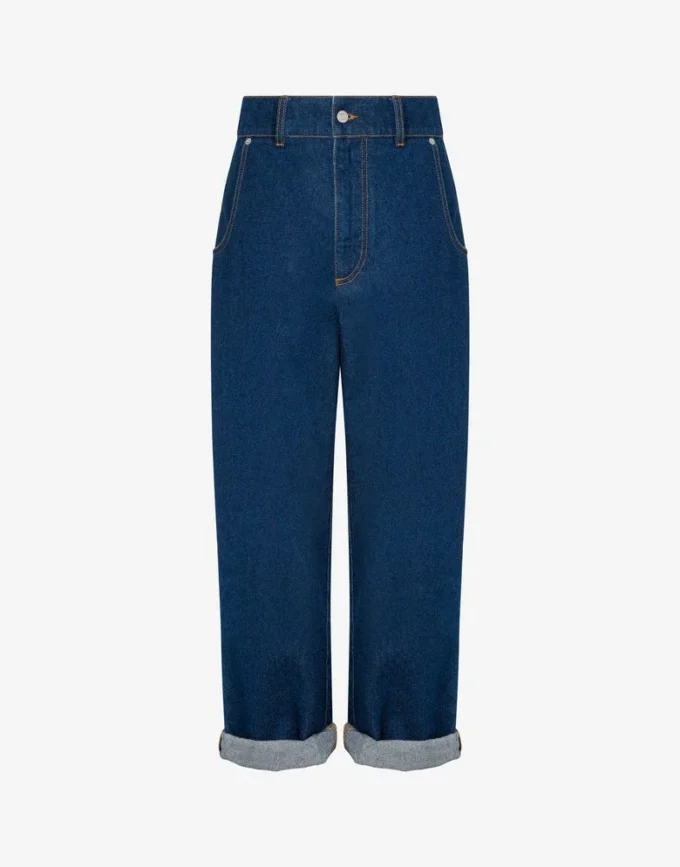 Pantalones de denim de algodón azul
