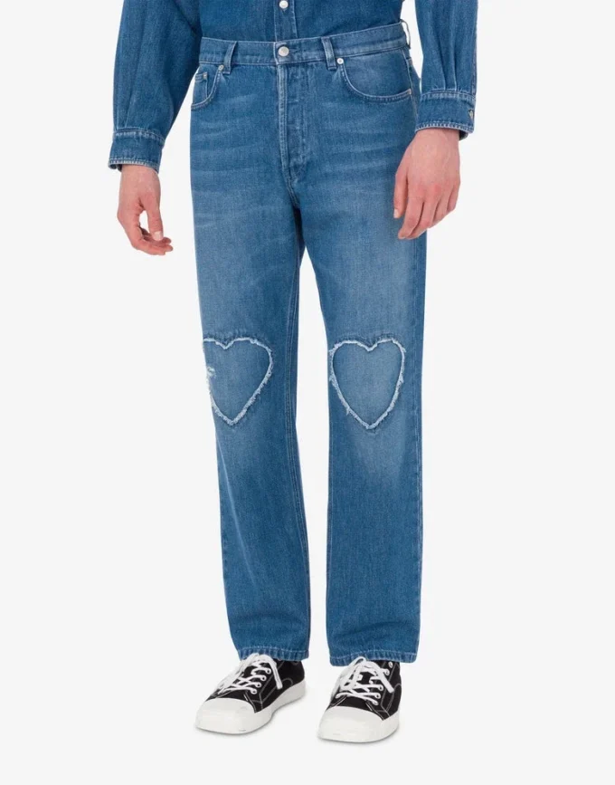 Pantalones de denim de algodón azul Pantalones de denim de algodón azul