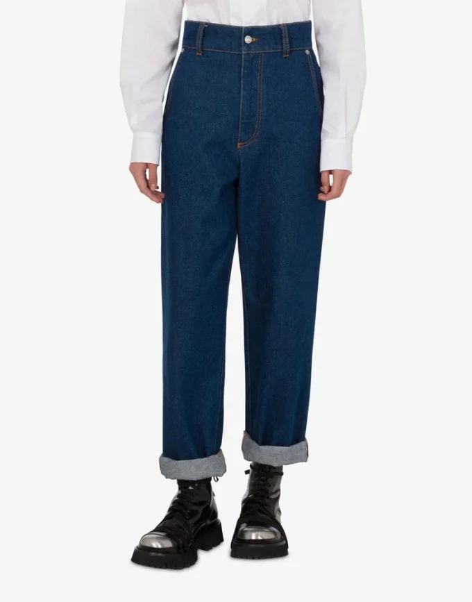 Pantalones de denim de algodón azul