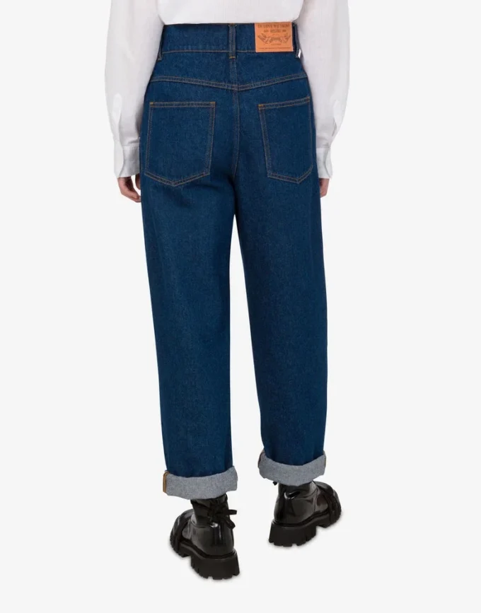 Pantalones de denim de algodón azul