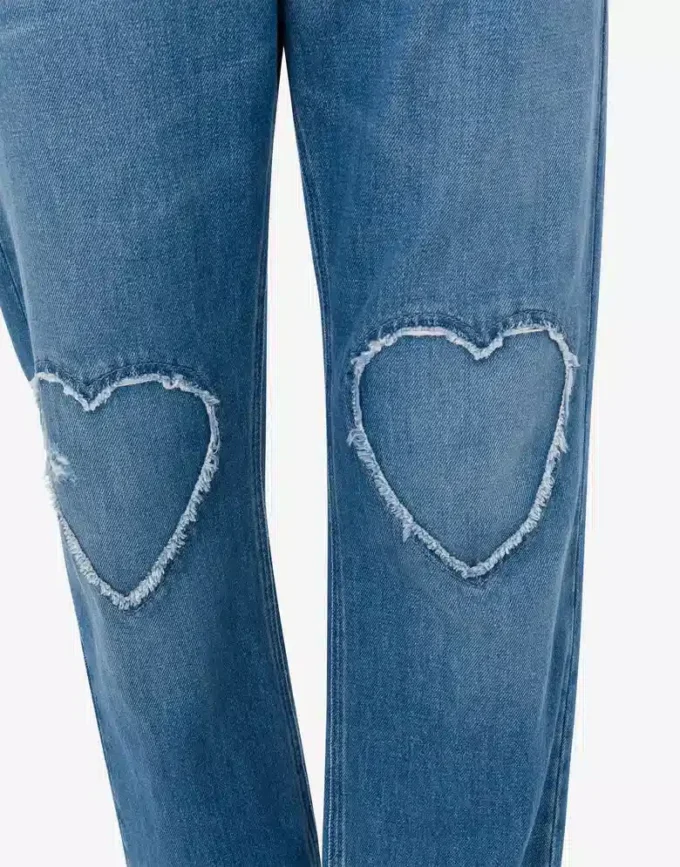 Pantalones de denim de algodón azul Pantalones de denim de algodón azul