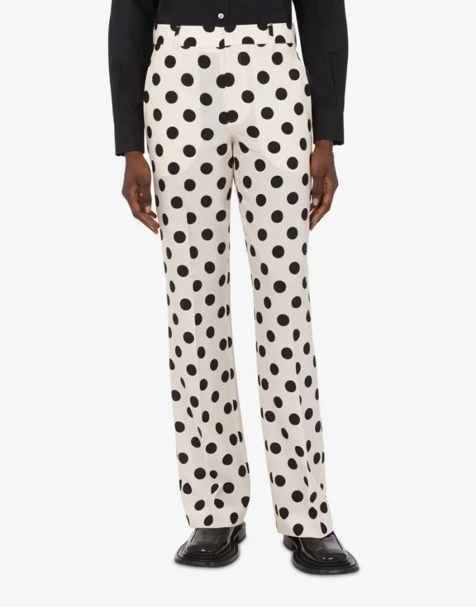 Pantalones de lana con estampado de lunares
