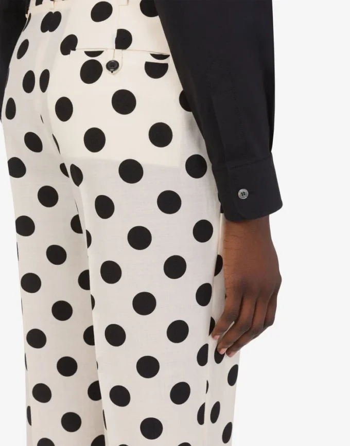 Pantalones de lana con estampado de lunares