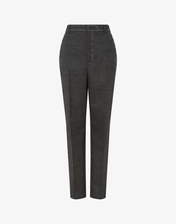 Pantalones de lona de lana bordados