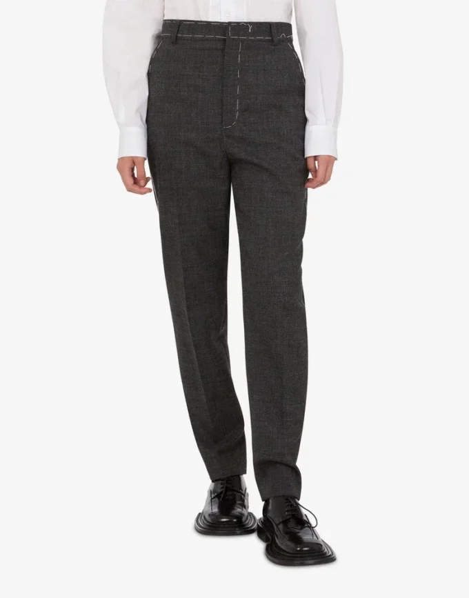 Pantalones de lona de lana bordados