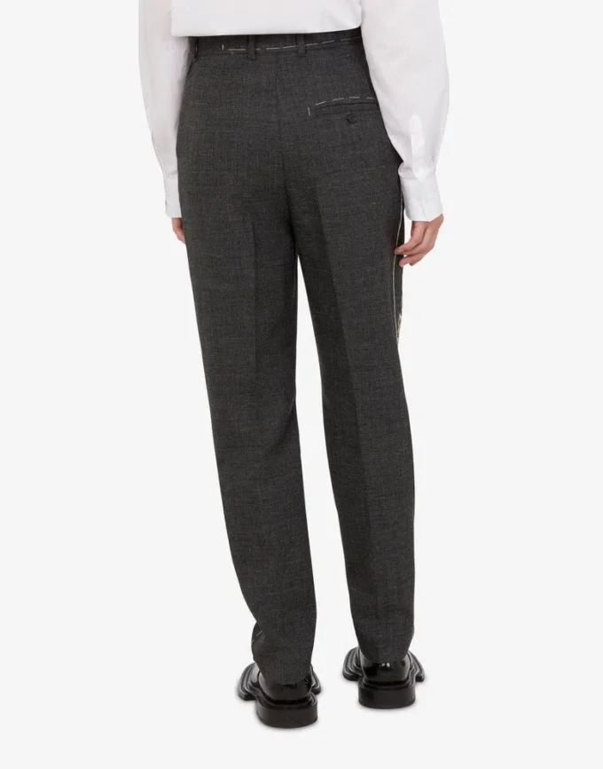 Pantalones de lona de lana bordados