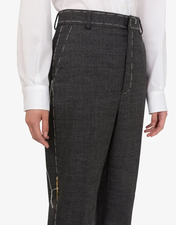 Pantalones de lona de lana bordados