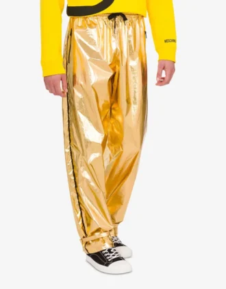 Pantalones de muselina de algodón laminada