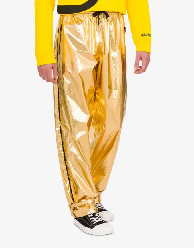 Pantalones de muselina de algodón laminada