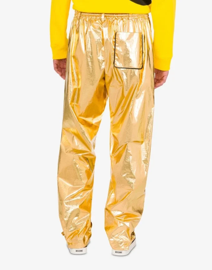 Pantalones de muselina de algodón laminada